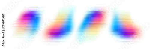 Abstract Vector Illustration Showing Vibrantly Colored Gradient Patterns, Blurred and Distorted Across a Horizontal Plane, Creating a Dynamic and Modern Background Design on a White Surface