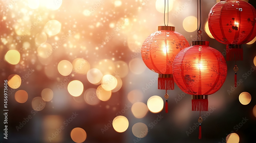 Chinese Red Lanterns with Bokeh Background Chinese Red Lanterns with Bokeh Background
