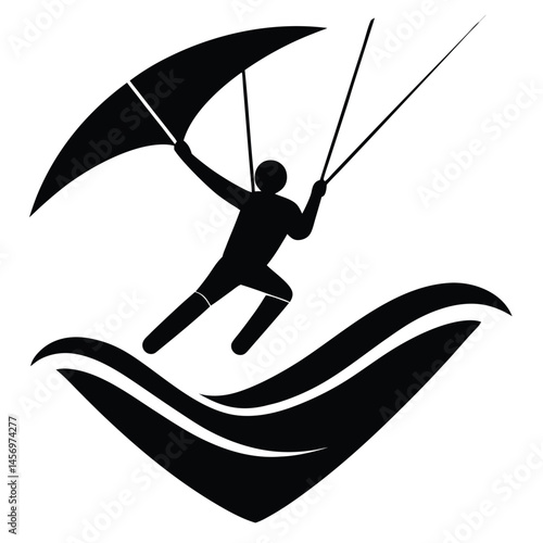 Kitesurfing Thrilling Watersports Adventure Silhouette