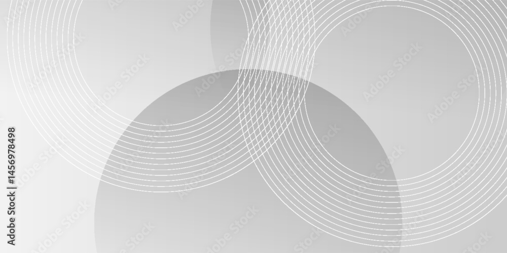 Fototapeta premium White geometric abstract background overlap layer on bright space with lines effect decoration. Modern graphic design element circles style concept for banner.