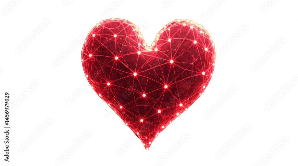 A Heart Formed by an Intricate Web of Glowing Interconnected Red Threads, Each Thread Pulsing with Light A Heart Formed by an Intricate Web of Glowing Interconnected Red Threads, Each Thread Pulsing with Light