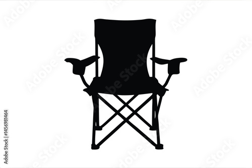 camping chair silhouette vector, folding chair black symbol
