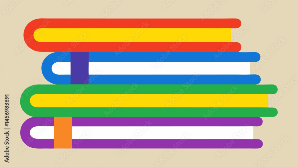 Books with Pride A stack of books with rainbow bookmarks symbolizing the importance of education and awareness in the fight for LGBTQ rights. Books with Pride A stack of books with rainbow bookmarks symbolizing the importance of education and awareness in the fight for LGBTQ rights.