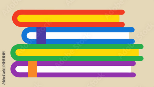 Books with Pride A stack of books with rainbow bookmarks symbolizing the importance of education and awareness in the fight for LGBTQ rights.