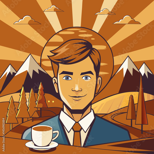 illustration of a man in a restaurant