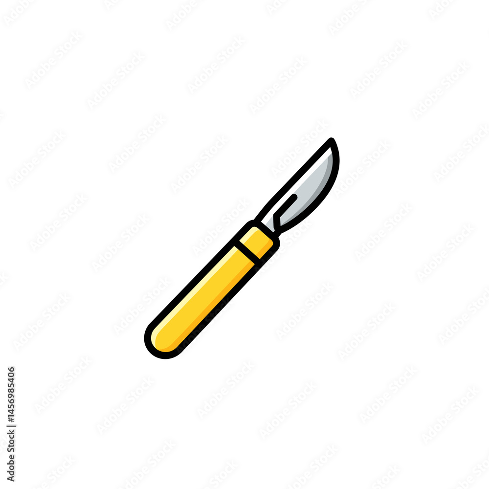 Scalpel icon in flat design with colorful details Scalpel icon in flat design with colorful details