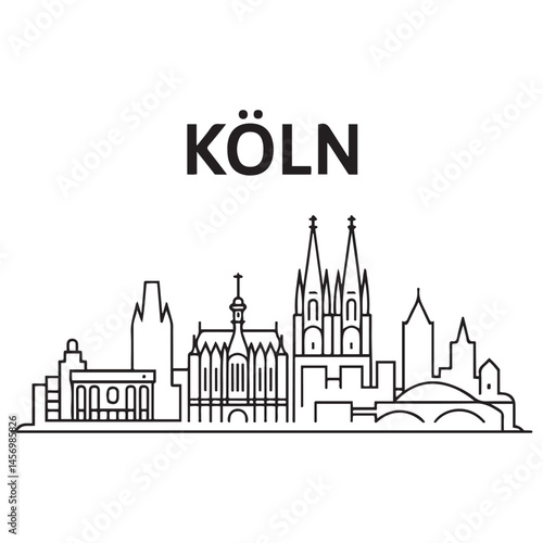 KÖLN NRW Deutschland City Skyline Vector Black silhouettes. with white background