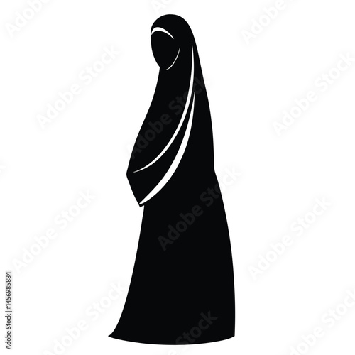 Elegant Silhouette of a Woman in a Hijab