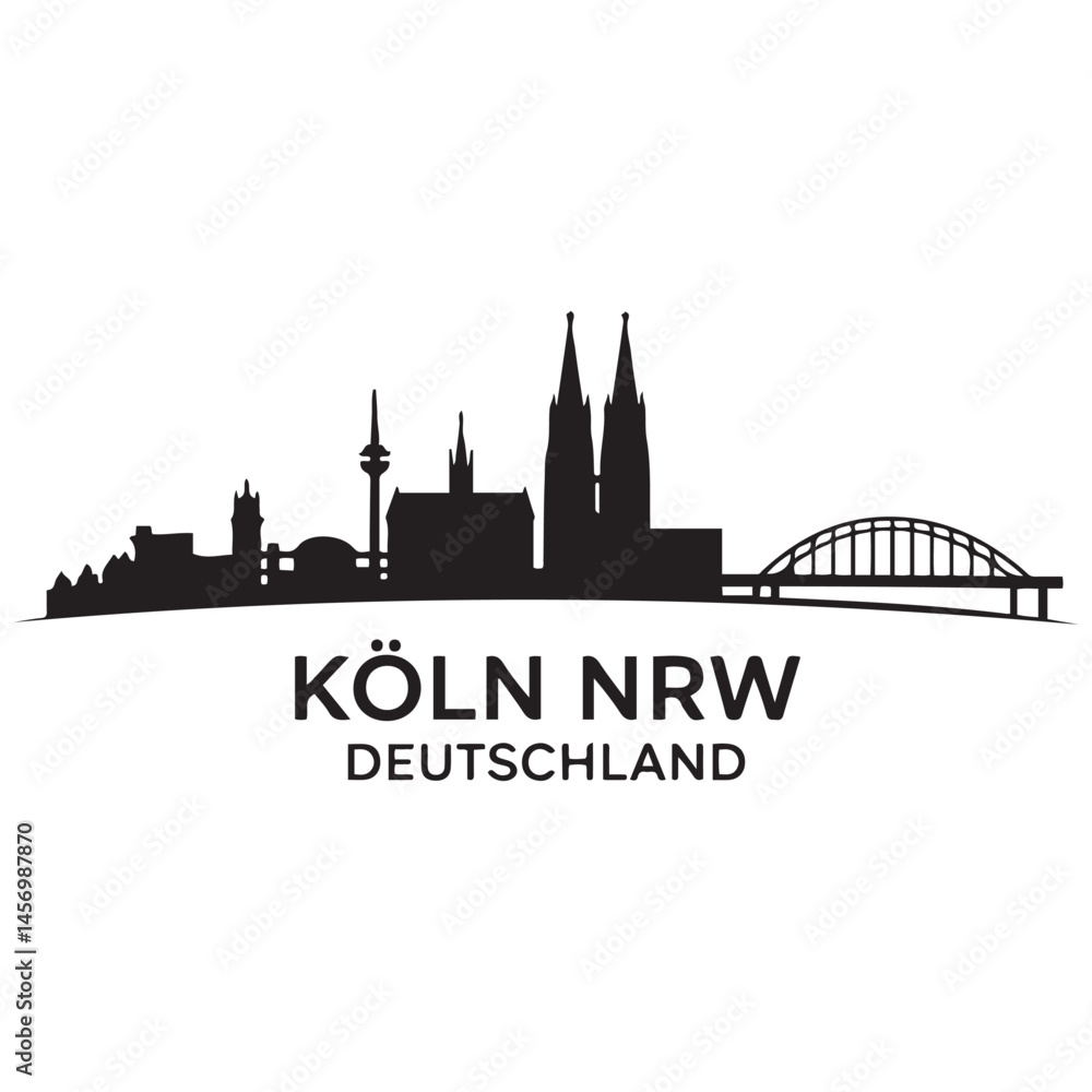 Obraz premium KÖLN NRW Deutschland City Skyline Vector Black silhouettes. with white background