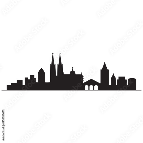 KÖLN NRW Deutschland City Skyline Vector Black silhouettes. with white background