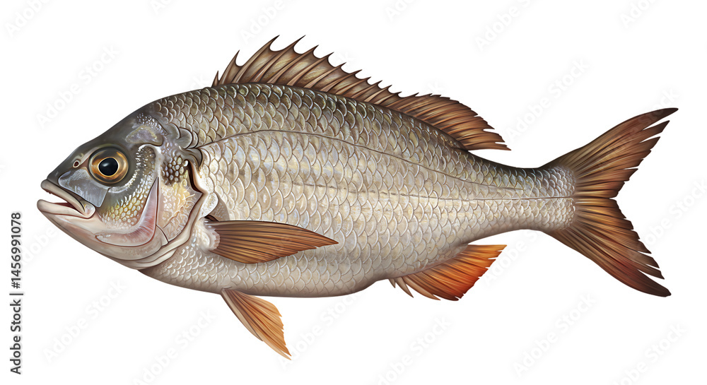 White Seabream Fish isolated on transparent background White Seabream Fish isolated on transparent background