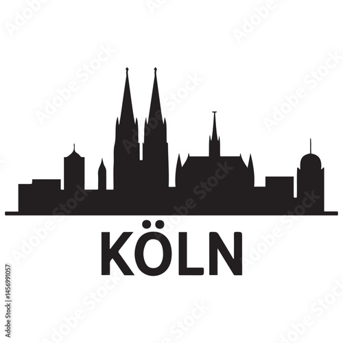KÖLN NRW Deutschland City Skyline Vector Black silhouettes. with white background