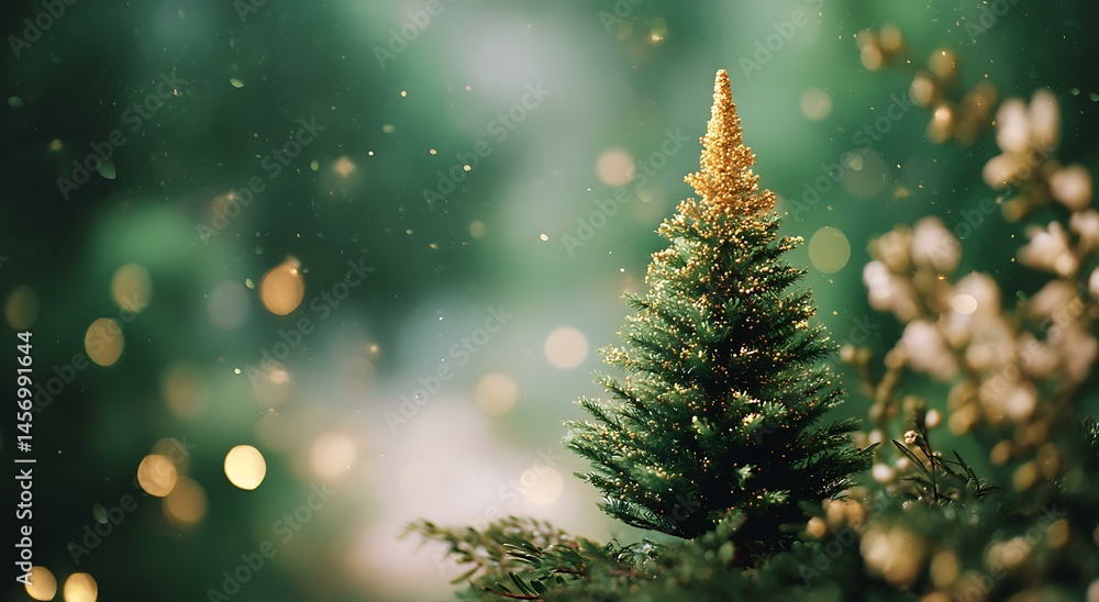 Christmas Tree Decorated with Golden Ornaments Christmas Tree Decorated with Golden Ornaments