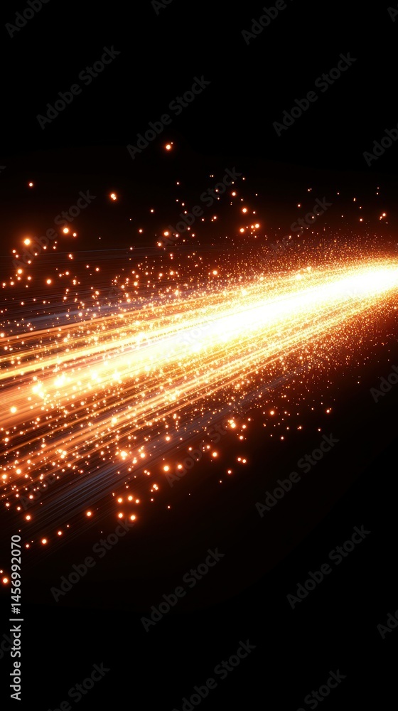 Obraz premium Golden stream. Sparkles and rays on black background