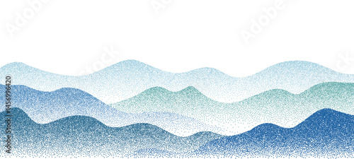 PrintMountains range made of halftone dots vector illustration.