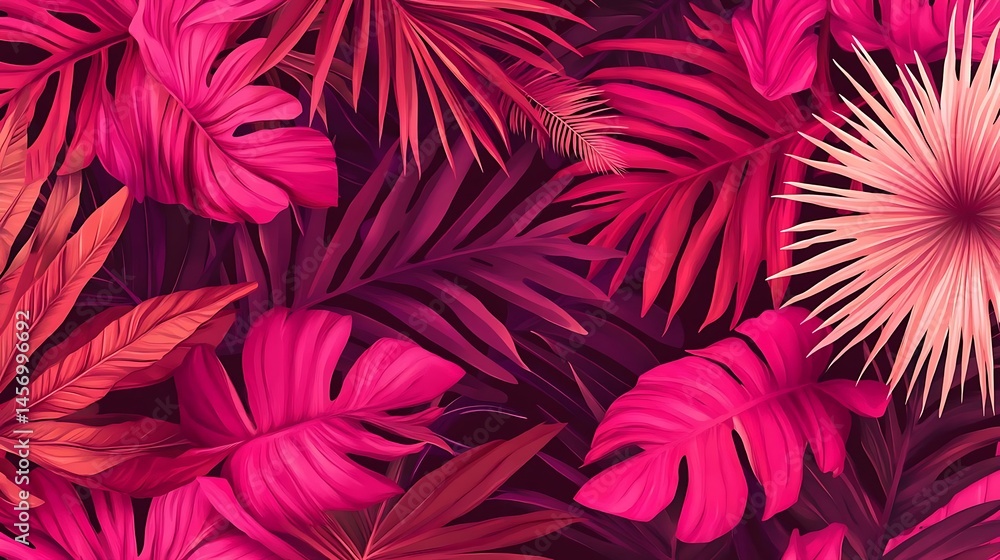 Pink Tropical Leaves Background. Pink Tropical Leaves Background.