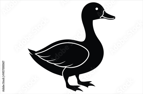 Duck silhouette, vector art, illustration, animals, cartoon on white background.