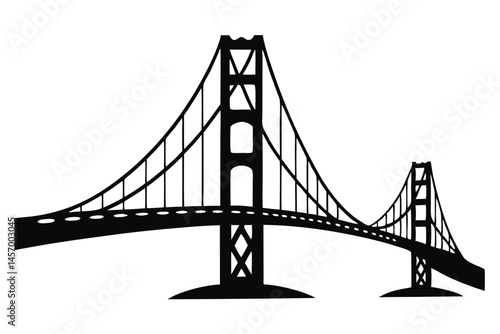 golden gate bridge black silhouette vector, bridge isolated 