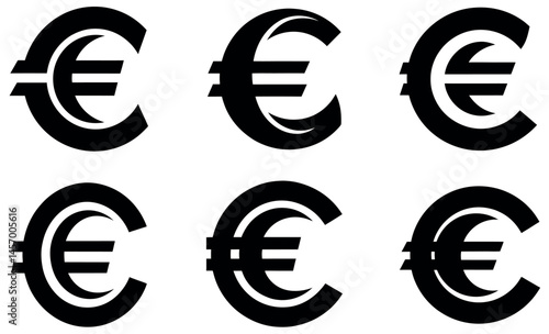 solid black Euro currency symbols, arranged in a grid format against a plain white background