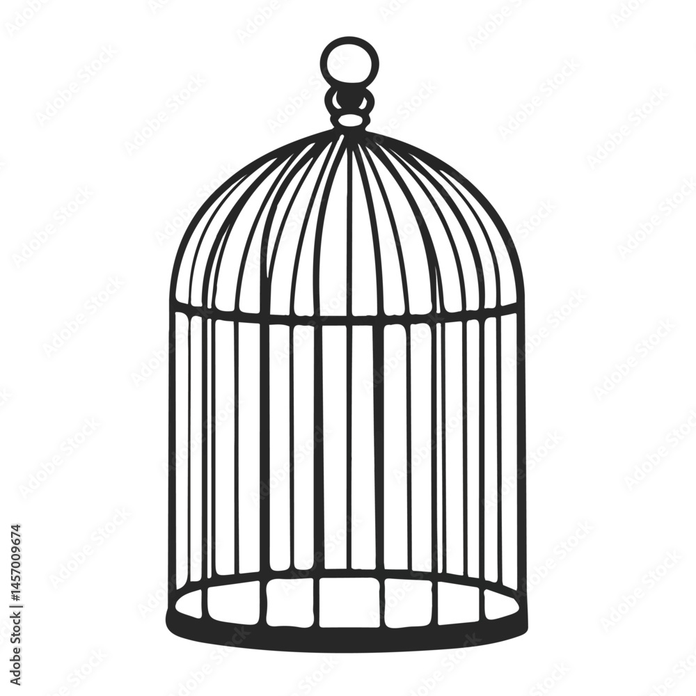 Black and white Open Cage symbol, perfect for tattoos, vectors, logos, isolated on a white background. Black and white Open Cage symbol, perfect for tattoos, vectors, logos, isolated on a white background.