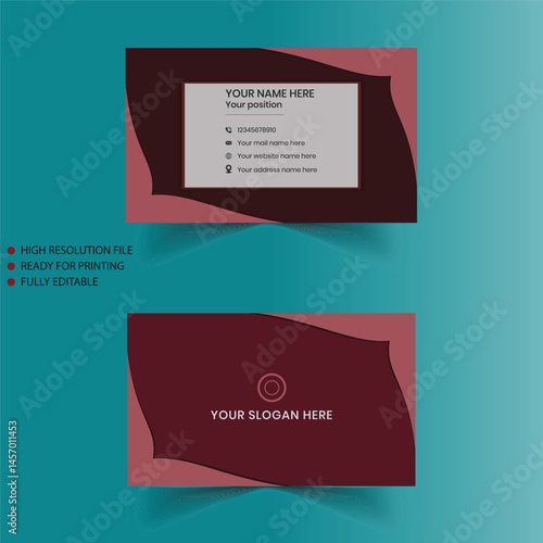 business card design, dark red