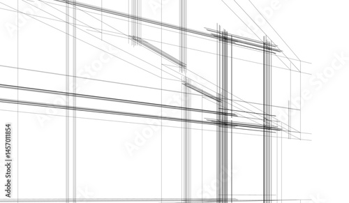 Architectural drawing vector 3d illustration