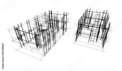 Architectural drawing vector 3d illustration