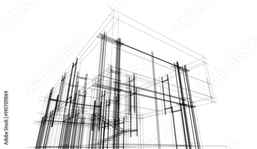 Architectural drawing vector 3d illustration