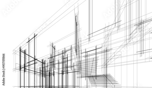Architectural drawing vector 3d illustration