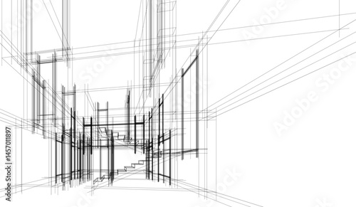Architectural drawing vector 3d illustration