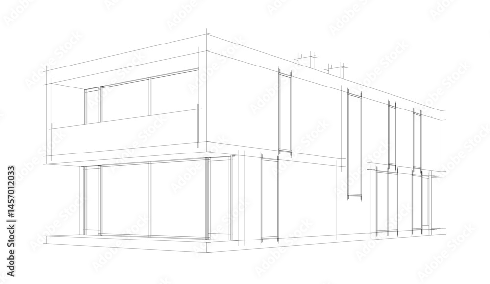 Fototapeta premium Architectural drawing vector 3d illustration
