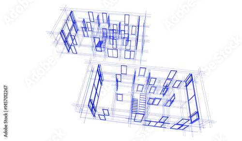 Architectural drawing vector 3d illustration