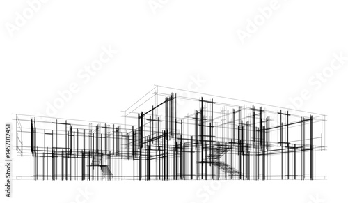 Architectural drawing vector 3d illustration