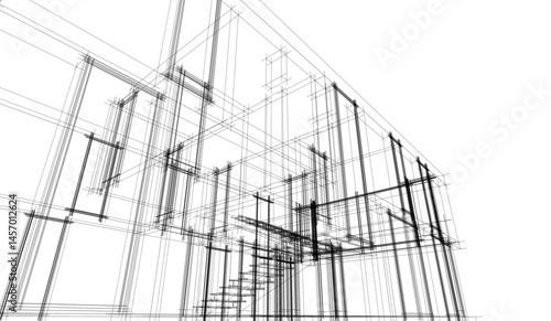 Architectural drawing vector 3d illustration