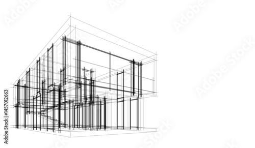 Architectural drawing vector 3d illustration