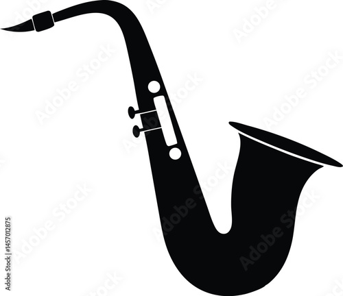 saxophone black vector illustration, saxophone isolated, saxophone silhouette