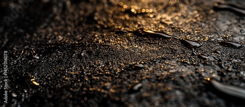 Obraz na płótnie Close-up of dark, textured surface with liquid droplets. w salonie