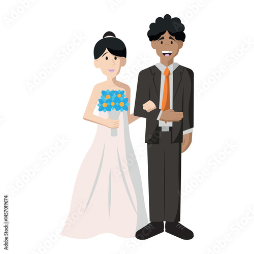 Bride and groom together. Vector