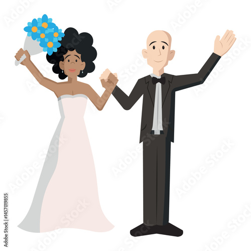 Bride and groom together. Vector