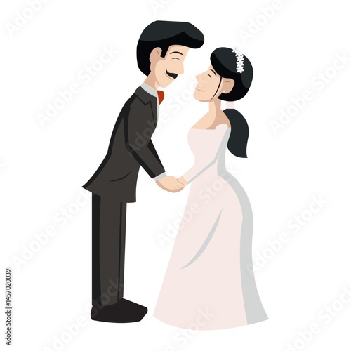 Bride and groom together. Vector