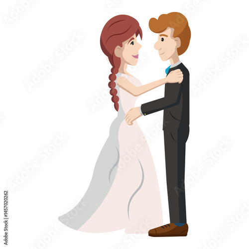 Bride and groom together. Vector