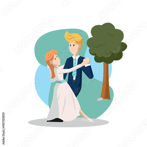 Bride and groom together. Vector