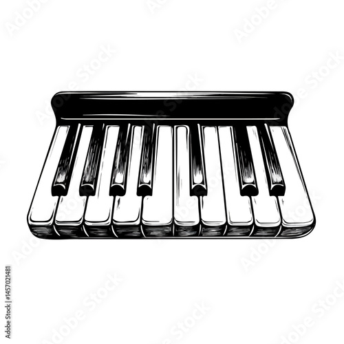 Piano Keys symbol - black and white & minimalist design for tattoos, logos, vectors - isolated on white background.