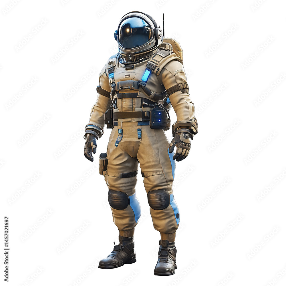 Astronaut standing in spacesuit, exploration future journey in the cosmos Astronaut standing in spacesuit, exploration future journey in the cosmos