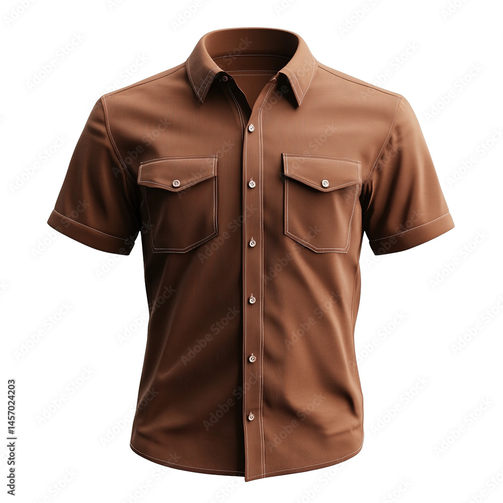 Sophisticated brown collared shirt on a solid backdrop highlighting modern design Sophisticated brown collared shirt on a solid backdrop highlighting modern design