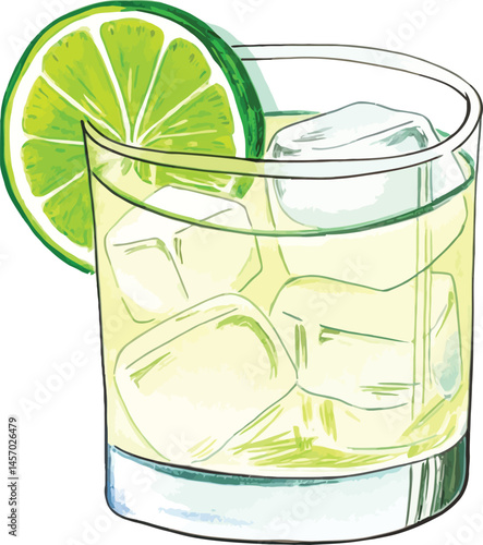 Refreshing Gin and Tonic Illustration with Lime