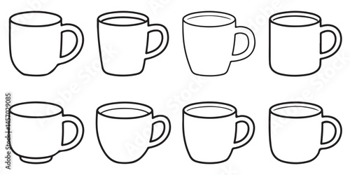 set of black vector various Coffee Mug Silhouette Design Vector Illustration