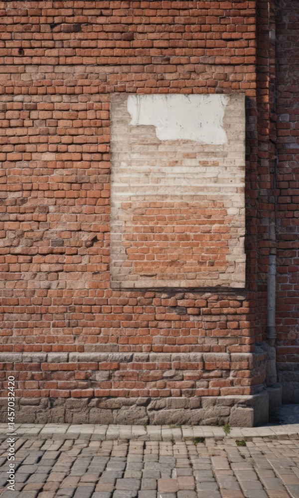Naklejka premium Street poster mockup, weathered brick background, old, aged