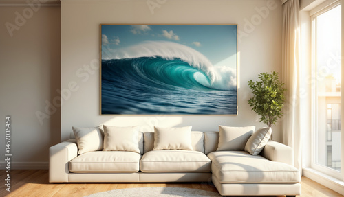Majestic Wave Artwork in Modern Living Room Setting