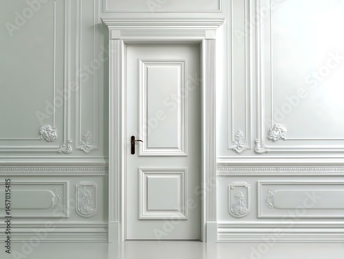 Wallpaper Mural Elegant White Wall Decor with Classic Door Torontodigital.ca